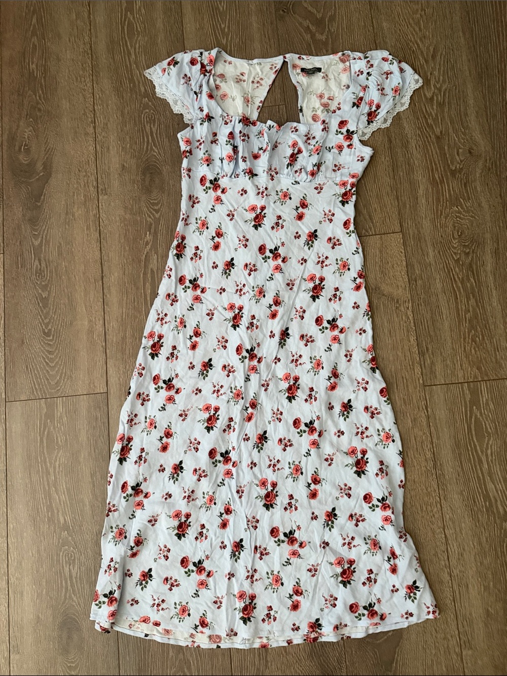 wild fable White Maxi Dress with Red Floral Print